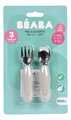 Prvý detský príbor Stainless Steel Pre-Cutlery Velvet Grey Beaba vidlička a lyžička sivý od 10 mes BE913581