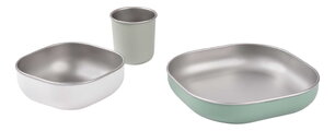 Jedálenská súprava Stainless Steel Meal Set Sage Green Beaba z nehrdzavejúcej ocele 3 dielna zelená od 4 mes