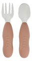 Prvý detský príbor Stainless Steel Pre-Cutlery Praline Beaba vidlička a lyžička hnedý od 10 mes BE913595