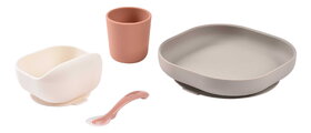 Jedálenská súprava Silicone Meal Set Terracotta Gazelle Beaba zo silikónu 4 dielna hnedo-oranžová od 4 mes