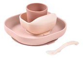 Jedálenská súprava Silicone Meal Set Cotton Candy Beaba zo silikónu 4 dielna ružová od 4 mes