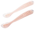 Prvé tréningové lyžičky First Age Silicone Spoons Cotton Candy Sorbet Duo Beaba zo silikónu na samostatné jedenie v praktickom obale 2 kusy ružové od