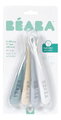 Prvé tréningové lyžičky First Age Silicone Spoons Pebble Cloud Blue Baltic Blue Clay Set Beaba zo silikónu na samostatné jedenie 4 kusy od 4 mes BE913