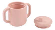 Hrnček pre bábätká Silicone Training Cup Cotton Candy Beaba s vrchnákom na samostatné pitie ružový od 8 mes