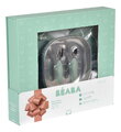 Jedálenská súprava First Meals Gift Set Sage Green Beaba z nehrdzavejúcej ocele 4 dielna v darčekovom balení zelená od 4 mes BE913639