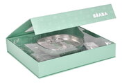 Jedálenská súprava First Meals Gift Set Sage Green Beaba z nehrdzavejúcej ocele 4 dielna v darčekovom balení zelená od 4 mes BE913639