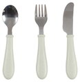Detský príbor Stainless Steel Cutlery Set Misty Green Beaba z nehrdzavejúcej ocele lyžička vidlička a nôž zelený od 8 mes