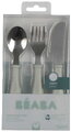 Detský príbor Stainless Steel Cutlery Set Misty Green Beaba z nehrdzavejúcej ocele lyžička vidlička a nôž zelený od 8 mes BE913642
