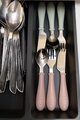 Detský príbor Stainless Steel Cutlery Set Cotton Candy Beaba z nehrdzavejúcej ocele lyžička vidlička a nôž ružový od 8 mes BE913643