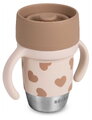 Hrnček pre deti Stainless Steel Learning Cup Click & Drink BigLove Beaba na samostatné pitie z nehrdzavejúcej ocele hnedý od 12 mes