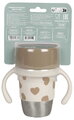 Hrnček pre deti Stainless Steel Learning Cup Click & Drink BigLove Beaba na samostatné pitie z nehrdzavejúcej ocele hnedý od 12 mes