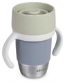 Hrnček pre deti Stainless Steel Learning Cup Click & Drink Pebble Beaba na samostatné pitie z nehrdzavejúcej ocele modro-zelený od 12 mes
