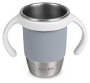 Hrnček pre deti Stainless Steel Learning Cup Click & Drink Pebble Beaba na samostatné pitie z nehrdzavejúcej ocele modro-zelený od 12 mes