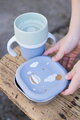 Hrnček pre deti Stainless Steel Learning Cup Click & Drink Pebble Beaba na samostatné pitie z nehrdzavejúcej ocele modro-zelený od 12 mes