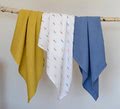 Textilné plienky z bavlneného mušelínu Cotton Muslin Cloths Beaba Teckel sada 3 kusov 70*70 cm od 0 mes modro-béžové