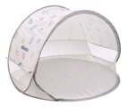 Plážový stan pre deti Breezy Anti UV Tent Clay Earth Beaba s 360° ventiláciou a ochranou proti piesku a hmyzu 120*85 cm béžový so vzorom od 0-36 mes