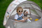 Plážový stan pre deti Breezynest Anti UV Tent Clay Earth Beaba s 360° ventiláciou a ochranou proti piesku a hmyzu béžový od 0-24 mes