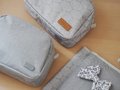 Kozmetická taštička Toiletry Pouch Beaba Tiny Dots so zipsom sivá s bodkami