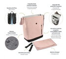 Prebaľovací batoh Oslo Changing Bag Vintage Rose Beaba vodeodolný s prebaľovacou podložkou a popruhmi ku kočíku ružový BE940319