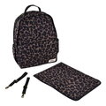 Prebaľovací batoh Tokyo Backpack Leopard Beaba s prebaľovacou podložkou a popruhmi ku kočíku s leopardím vzorom