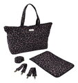 Prebaľovacia taška ku kočíku Madrid Changing Bag XXL Leopard Beaba s prebaľovacou podložkou a popruhmi ku kočíku s leopardím vzorom