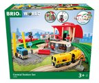 Drevená vláčikodráha so železničnou stanicou Central Station Set BRIO 37 dielov so svetelnou signalizáciou od 3 rokov  BRIO9895