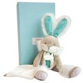 Plyšový zajačik Bunny Almond Lapin de Sucre Doudou et Compagnie tyrkysový 31 cm v darčekovom balení od 0 mes