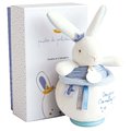 Plyšový zajačik s melódiou Bunny Sailor Music Box Perlidoudou Doudou et Compagnie modrý 14 cm v darčekovom balení od 0 mes