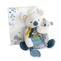Plyšová koala s mláďatkom a hryzátkom Yoca le Koala Doudou et Compagnie modrá 25 cm v darčekovom balení od 0 mes