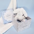 Plyšový zajačik Bunny Happy Glossy Doudou et Compagnie biely 25 cm v darčekovom balení od 0 mes