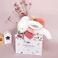 Plyšový zajačik Bunny Happy Boho Doudou et Compagnie biely 25 cm v darčekovom balení od 0 mes