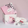 Plyšový zajačik Happy Blush Doudou et Compagnie biely 25 cm v darčekovom balení od 0 mes