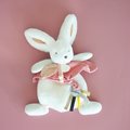 Plyšový zajíček Bunny Happy Boho Doudou et Compagnie růžový 25 cm v dárkovém balení od 0 měsíců