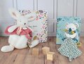 Plyšový zajačik Bunny Happy Boho Doudou et Compagnie ružový 25 cm v darčekovom balení od 0 mes