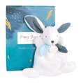 Plyšový zajačik na maznanie Happy Pop Doudou et Compagnie biely 17 cm v darčekovom balení od 0 mes