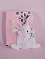 Plyšový zajačik na maznanie Happy Blush Doudou et Compagnie biely 17 cm v darčekovom balení od 0 mes