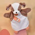 Plyšový psík na bábkové divadlo Puppy Doudou et Compagnie bielo-hnedý 25 cm od 0 mes
