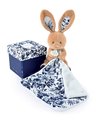 Plyšový zajačik na maznanie Bunny Navy Boh'aime Doudou et Compagnie modrý 12 cm v darčekovom balení od 0 mes