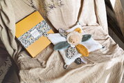 Plüss oroszlán dédelgetéshez Lion Doudou Petal Boh'aime Doudou et Compagnie sárga 27 cm ajándékcsomagolásban 0 hó-tól