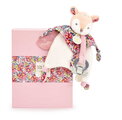 Plyšový jelenček s klipom na cumlík Dummy Holder Deer Boh'aime Doudou et Compagnie v darčekovom balení ružový 20 cm od 0 mes DC4220