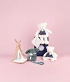 Plüss nyuszi dédelgetéshez kendővel Bunny with a Comforter Beige Doudou et Compagnie ajándékcsomagolásban bézs 10 cm 0 hó-tól