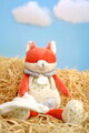 Plyšová líška s handričkou na maznanie Romarin the Fox In my Garden Pantin with a Comforter Doudou et Compagnie v darčekovom balení 28 cm od 0 mes DC4