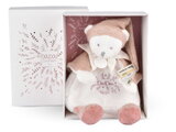 Plyšový medvedík na maznanie Doudou 25 Years Doudou Cape Pink Doudou et Compagnie v darčekovom balení ružový 25 cm od 0 mes