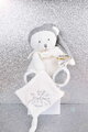 Plyšový medvedík s klipom na cumlík Doudou 25 Years Dummy Holder Grey Doudou et Compagnie narodeninová edícia sivý 20 cm od 0 mes