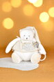 Plyšový medvedík Doudou 25 Years Activity Puppet White Doudou et Compagnie narodeninová edícia biely 30 cm od 0 mes