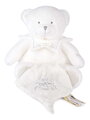 Plyšový medvedík s handričkou na maznanie Doudou 25 Years Puppet with Handkerchief White Doudou et Compagnie v darčekovom balení biely 30 cm od 0 mes