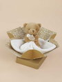 Plüss mackó kendővel dédelgetéshez My Little Bear Doudou et Compagnie ajándékcsomagolásban több színben 10 cm 0 hó-tól
