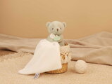 Plüss mackó kendővel dédelgetéshez My Little Bear Doudou et Compagnie ajándékcsomagolásban több színben 10 cm 0 hó-tól
