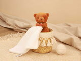 Plüss mackó kendővel dédelgetéshez My Little Bear Doudou et Compagnie ajándékcsomagolásban több színben 10 cm 0 hó-tól