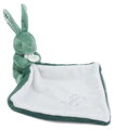 Plüss nyuszi dédelgetéshez kendővel Bunny with a Comforter Sage Green Doudou et Compagnie ajándékcsomagolásban zöld 10 cm 0 hó-tól